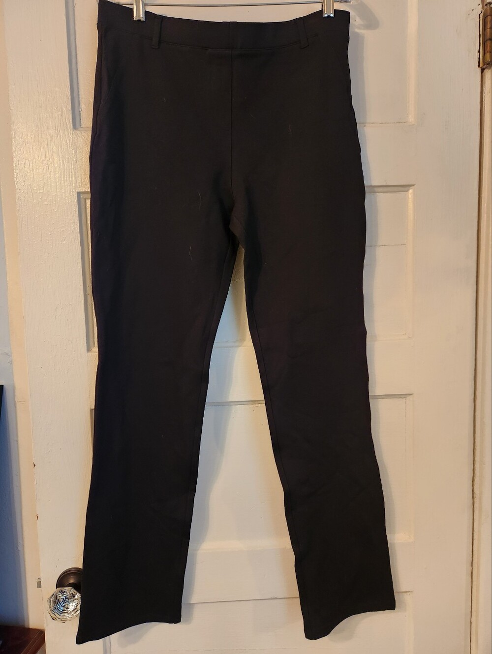 Quince Ultra Stretch Ponte Straight Leg Pants Black Pull On Sz Large Tall NWT
